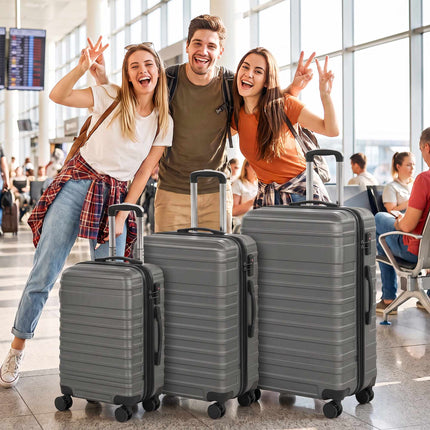 Hard Shell Suitcase Set of 3 with TSA Lock, 20/24/28 Inch, Dark Grey