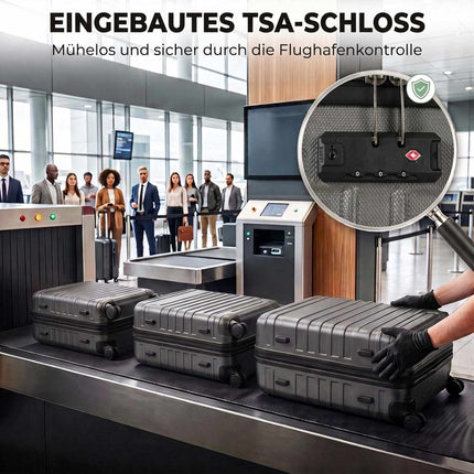 Hard Shell Suitcase Set of 3 with TSA Lock, 20/24/28 Inch, Dark Grey
