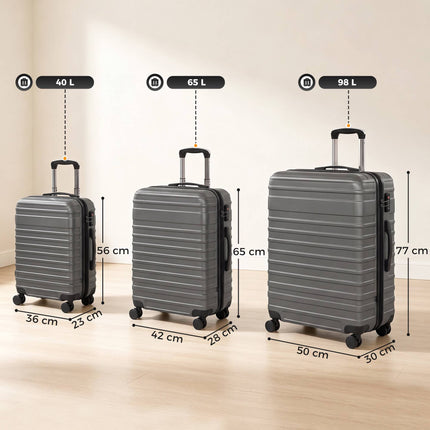 Hard Shell Suitcase Set of 3 with TSA Lock, 20/24/28 Inch, Dark Grey