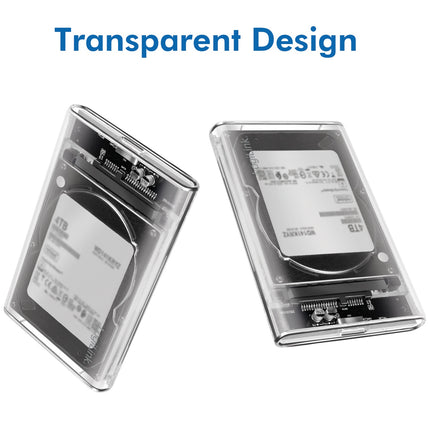 Hard drive cabinet 2.5" SATA USB 3.0 Screwless design Transparent