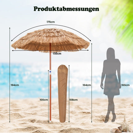 Havaju pludmales saulessargs ar pārnēsāšanas somu un nolokāmu dizaina galda saulessargu 175 cm