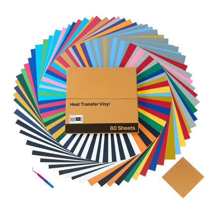 Heat Transfer Vinyl 80-Pack, 12x12 in Glossy Sheets