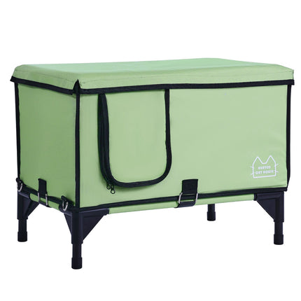 Heated Cat House, Elevated Waterproof with Timer, Large