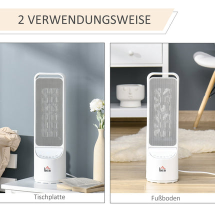 Sildītājs, ventilators, 2000 W, elektriskais sildītājs, keramikas apkures tornis, tālvadības pults, 12 stundu taimeris, svārstveida sildītājs, plastmasa, balta, Ø15,1 x 50,9 Hcm