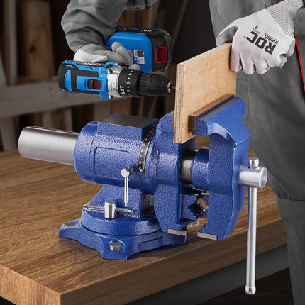 Heavy Duty Bench Vise, 6.5 in Jaws, 360° Swivel Base, Anvil