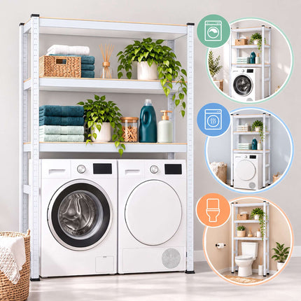 Heavy-Duty Double Washing Machine Shelf, Two Machines, White, 200 kg per Shelf