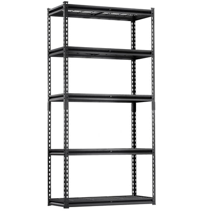 Heavy Duty Garage Shelving, 5 Tier, 2000 lb, 16 x 36 x 72 in, Black