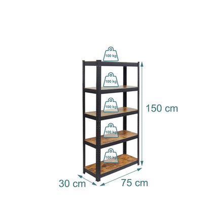 Izturīga metāla plauktu vienība, celtspēja 500 kg