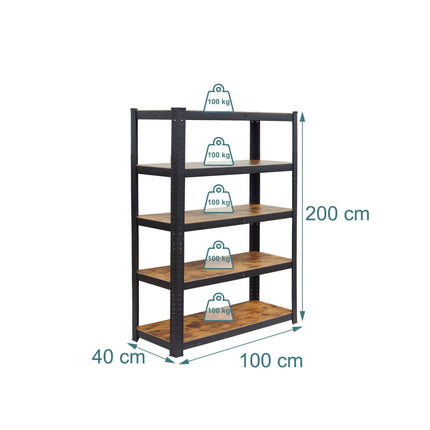 Izturīga metāla plauktu vienība, celtspēja 500 kg