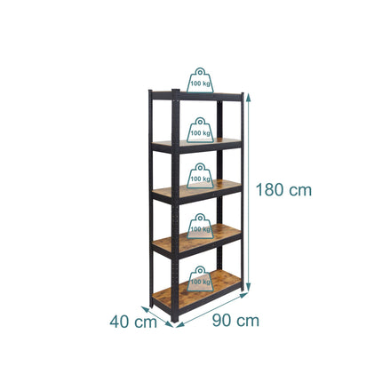 Izturīga metāla plauktu vienība, celtspēja 500 kg