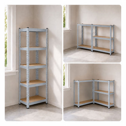 Heavy-Duty Shelving Unit with 5 Adjustable Tiers, 175 kg per Tier, Grey