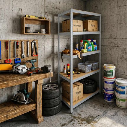 Heavy-Duty Shelving Unit with 5 Adjustable Tiers, 175 kg per Tier, Grey