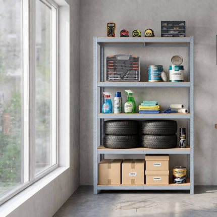 Heavy-Duty Shelving Unit with 5 Adjustable Tiers, 175 kg per Tier, Grey