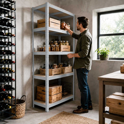 Heavy-Duty Shelving Unit with 5 Adjustable Tiers, 175 kg per Tier, Grey