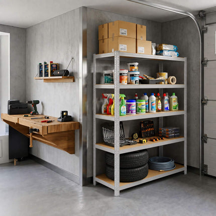 Heavy-Duty Shelving Unit with 5 Adjustable Tiers, 175 kg per Tier, Grey