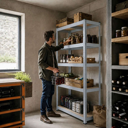 Heavy-Duty Shelving Unit with 5 Adjustable Tiers, 175 kg per Tier, Grey