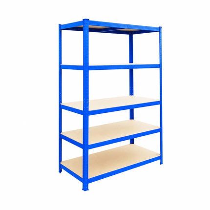 Heavy-Duty Steel Storage Rack with 5 Adjustable Shelves, 175 kg per Shelf, Blue
