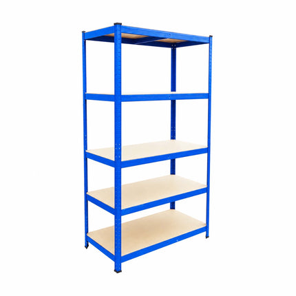 Heavy-Duty Steel Storage Rack with 5 Adjustable Shelves, 175 kg per Shelf, Blue
