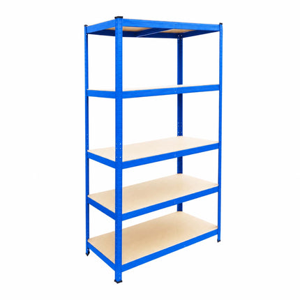 Heavy-Duty Steel Storage Rack with 5 Adjustable Shelves, 175 kg per Shelf, Blue