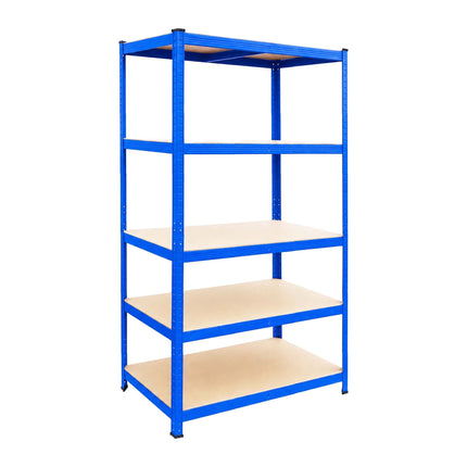Heavy-Duty Steel Storage Rack with 5 Adjustable Shelves, 175 kg per Shelf, Blue