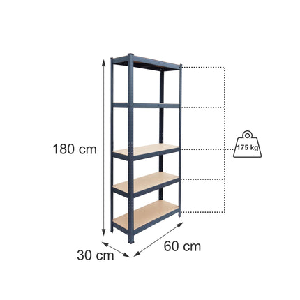 Heavy-Duty Steel Storage Rack with 5 Adjustable Shelves, 875 kg, Anthracite