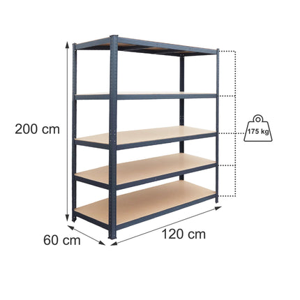 Heavy-Duty Steel Storage Rack with 5 Adjustable Shelves, 875 kg, Anthracite