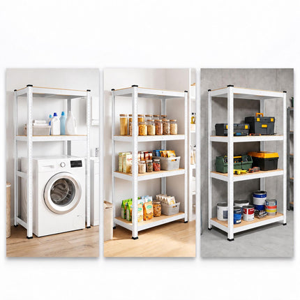Heavy-Duty Washing Machine Shelf, Narrow Steel Frame, White, 200 kg per Shelf