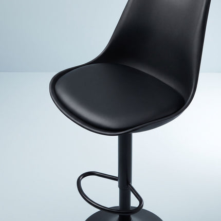 Height-Adjustable Swivel Bar Stools with Backrest, Set of 2, Black