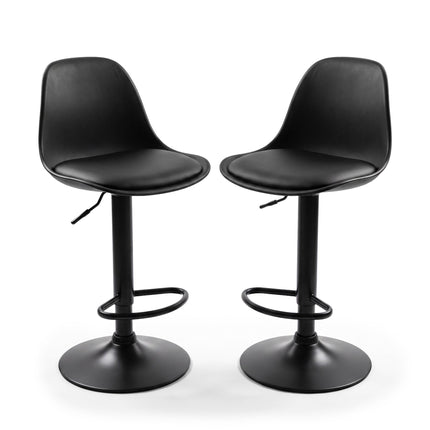 Height-Adjustable Swivel Bar Stools with Backrest, Set of 2, Black