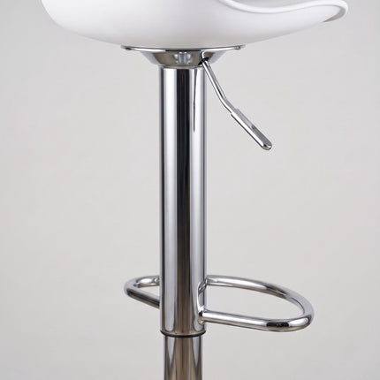 Height-Adjustable Swivel Bar Stools with Backrest, Set of 2, White