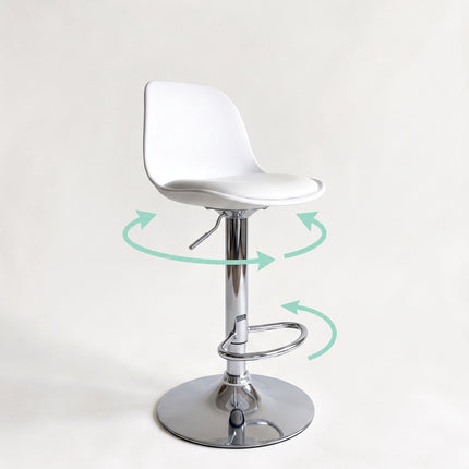 Height-Adjustable Swivel Bar Stools with Backrest, Set of 2, White