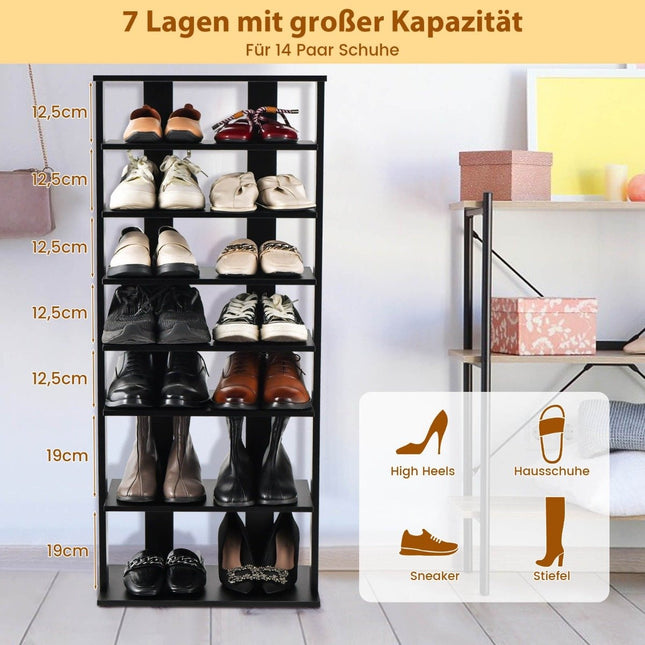 Augstumā regulējams 8 līmeņu apavu statīvs no koka, apavu plaukts, brīvstāvošs stūra plaukts, brūns