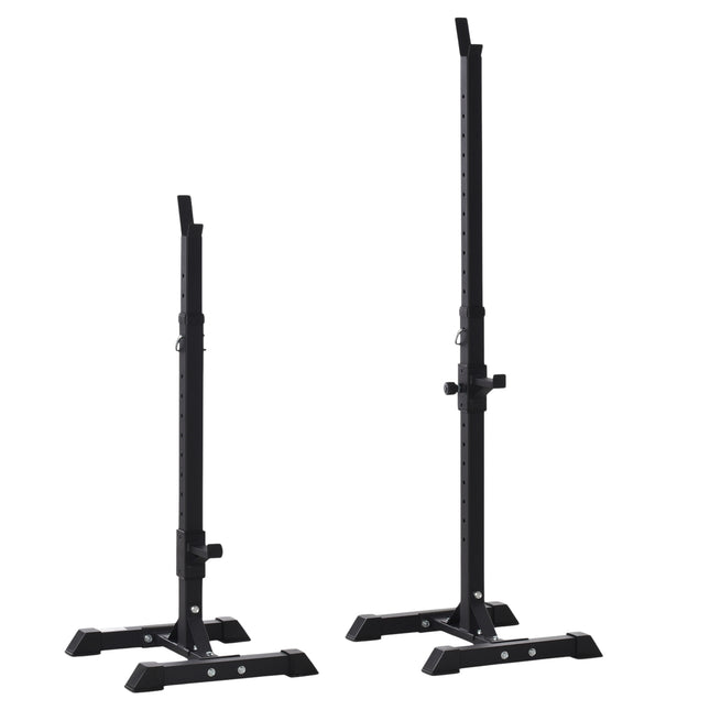 Hanteļu statīvs, 2 gab. komplekts, stieņu statīvs, hanteļu statīvs ar regulējamu augstumu, stienis ar gumijas kāju uzlikām, 105-160 cm, spēka treniņiem, līdz 150 kg, tērauds