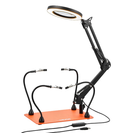 Helping Hands Soldering Station, 4 Arms, 3X LED Magnifier