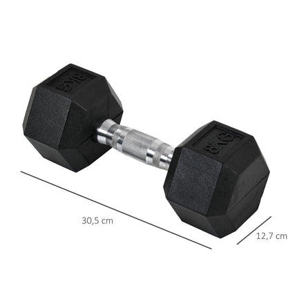 Sešstūra hanteļu komplekts, 2 gab., čuguna hanteles, rievots rokturis, hanteļu komplekts, atsvari, metāls, gumija, melns, 2 x 8 kg
