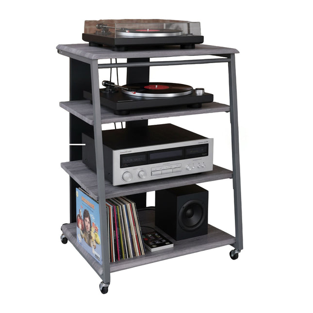 Hi-Fi plaukts ar 4 regulējamiem plauktiem un kabeļu organizētāju