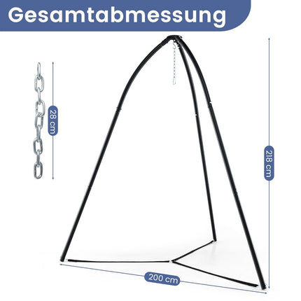Piekaramā krēsla rāmis, metāla, statīvs, 200 kg, melns