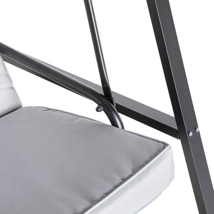 2-seat garden swing with adjustable roof, grey, 220 kg capacity