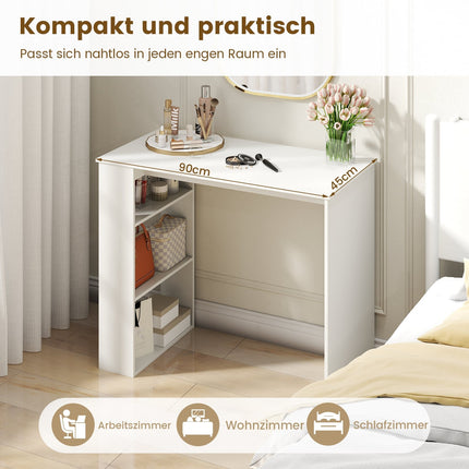 Mājas biroja rakstāmgalds ar grāmatu plauktu, 90 cm, balts