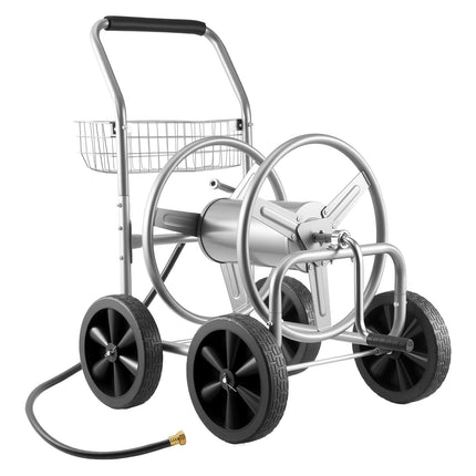 Hose Reel Cart, 300 ft 5/8 in Capacity, 4-Wheel Steel