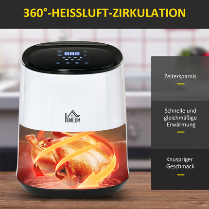 Karstā gaisa fritieri 2,5 l, 1300 W, 7 ēdienkartes, nepiedegošs grozs, tērauds, balts + melns, 33,9 x 24,9 x 29,9 cm