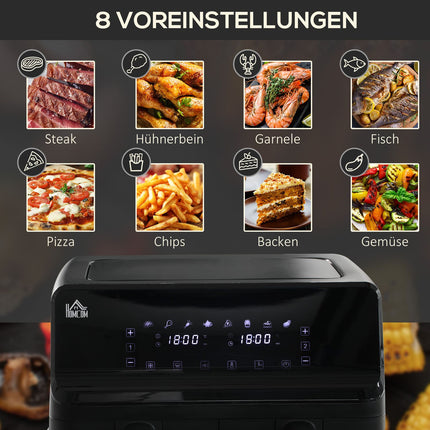 Karstā gaisa fritieri bez eļļas, dubultā kamera, 8 l, 2500 W, 8 programmas, LED displejs, regulējama temperatūra, taimeris, melns