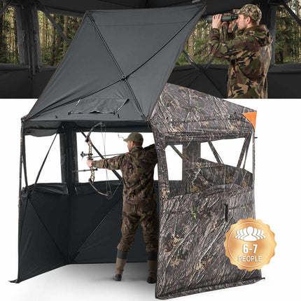 Hunting Blind Tent, 6-7 Person Camo, Silent Zipper