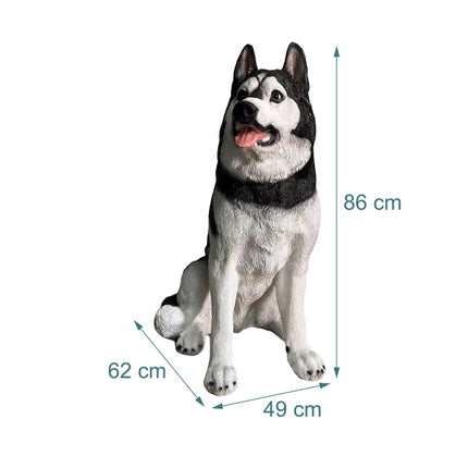 Haskija dārza suņa statuja, polimērsveķi, 86 cm