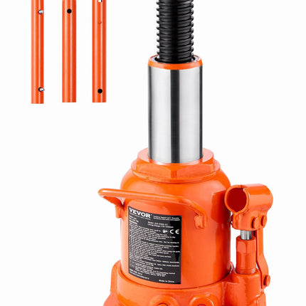 Hydraulic Bottle Jack, 20 Ton, 6.7–12.6 in Lift