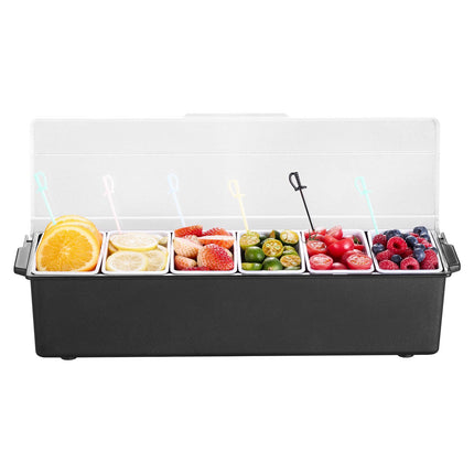 Ice-Cooled Condiment Server, 6 Compartments with Lid