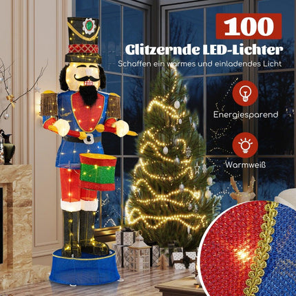 Izgaismots 185 cm Ziemassvētku Riekstkodis ar Bungām