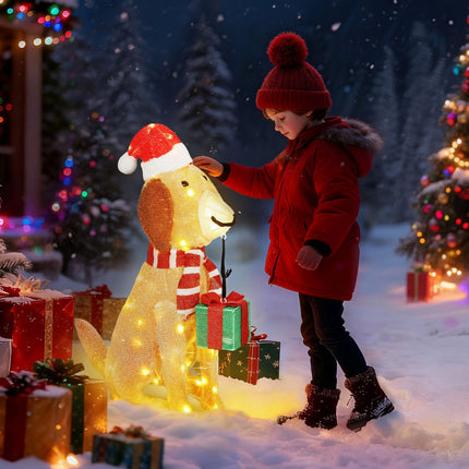 Izgaismots Ziemassvētku kucēns ar 74 LED gaismiņām, 64x20x70 cm