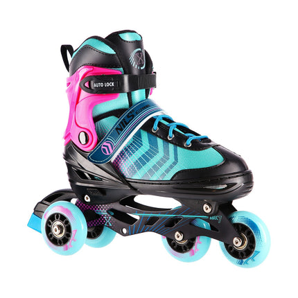 Inline un hokeja slidas, 4 vienā, melnas-violetas, L izmērs (39-43)