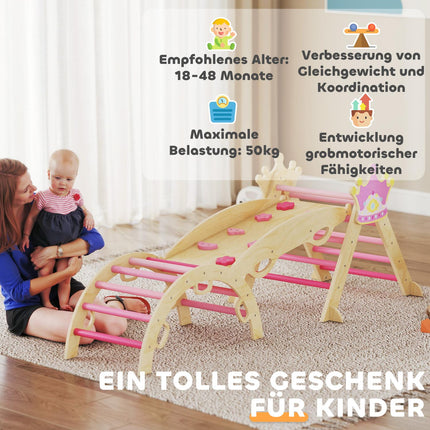 Iekštelpu bērnu kāpšanas trenažieris - 8 vienā, princeses dizains, koks